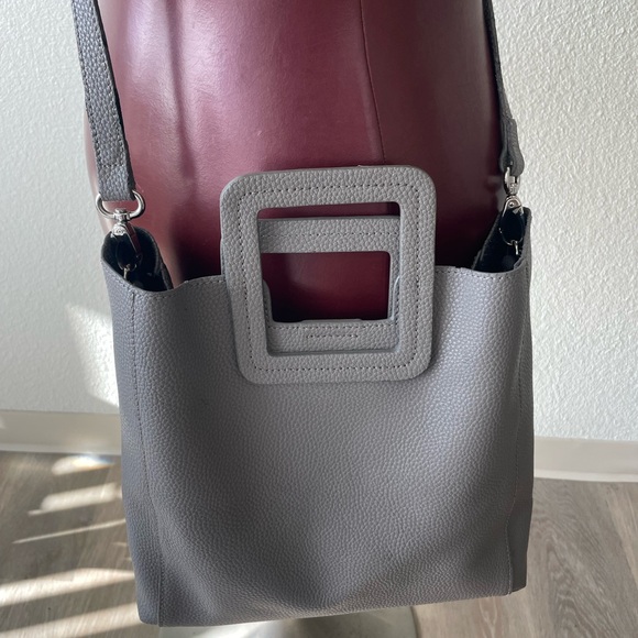 TMRW Studio Antonio Medium Leather Grey Satchel Bag - Picture 7 of 15